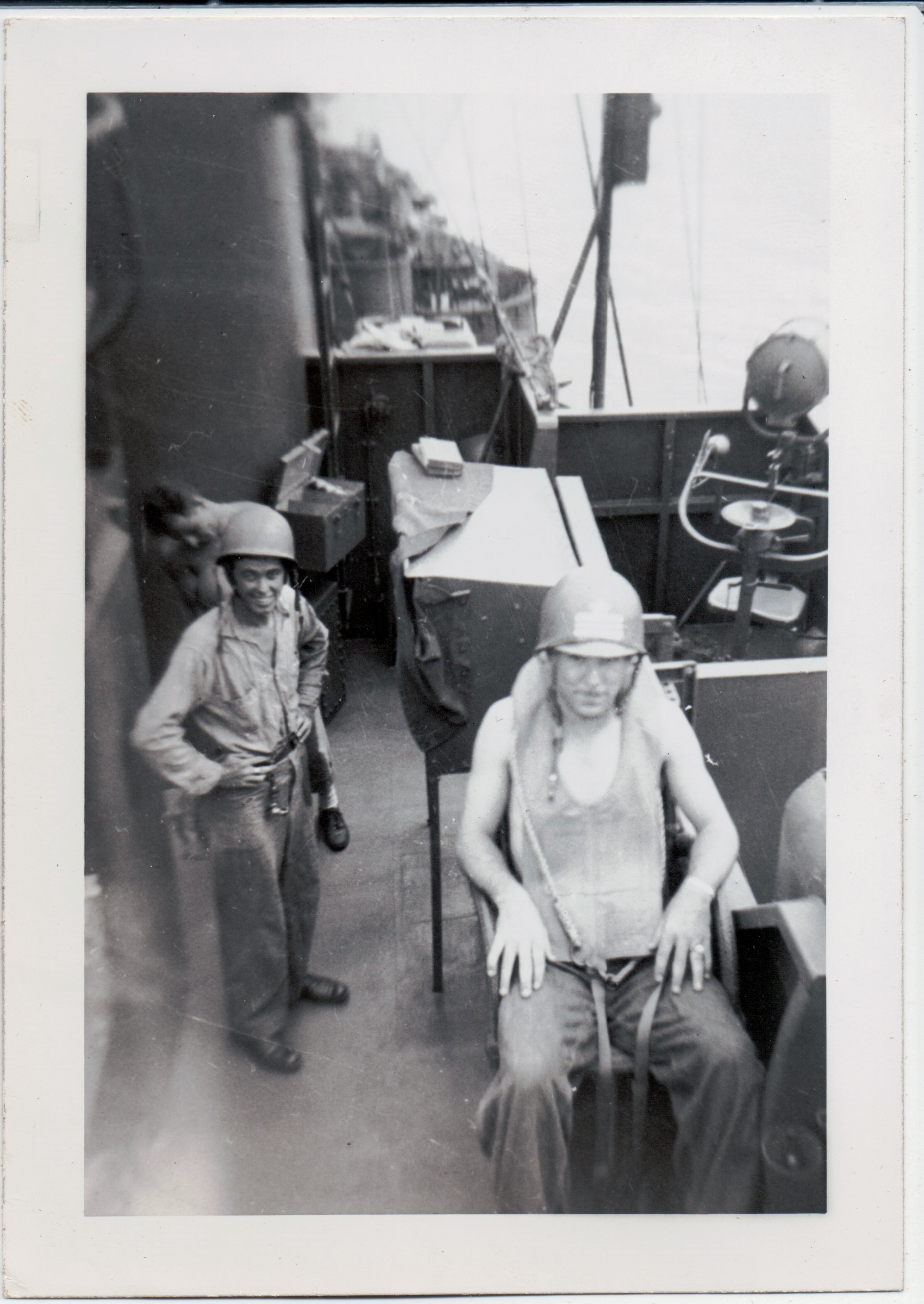 Smith (in back) Kelleher and Rendina (rt), Pearl Harbor, September 1945