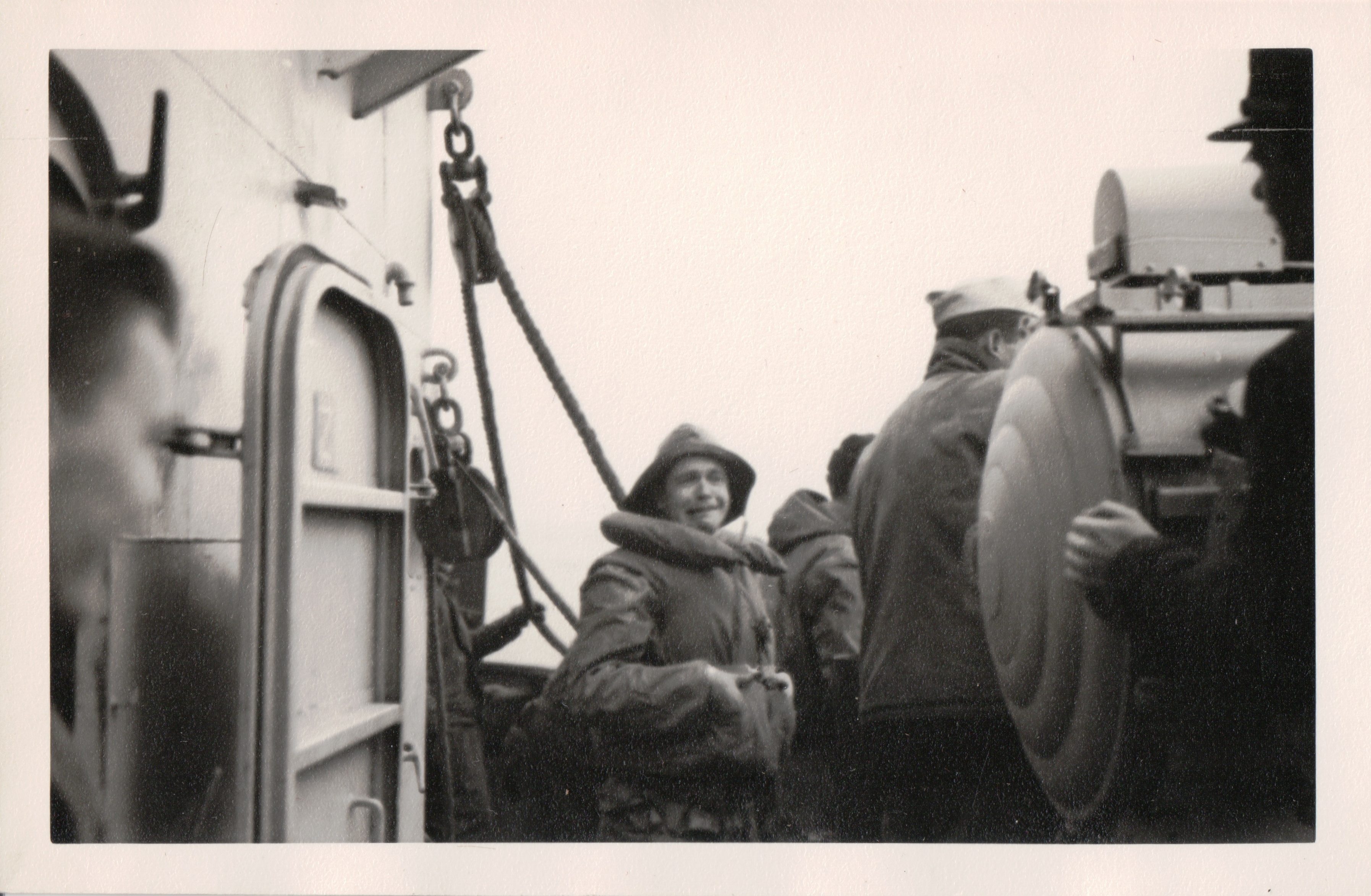 Doc Brazelton being sent to another ship in the middle of the ocean.