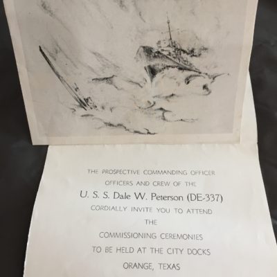 Invitation for U.S.S. Dale W. Peterson Commissioning Ceremonies 